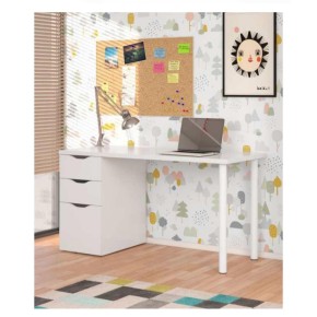 Scrivania Bianco 140x60 Cassetti Cassettiera Porta Pc Computer da Ufficio Camera 2