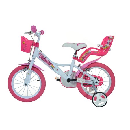 Bicicletta Bambina 14 Pollici 3 4 5 6 Anni Unicorno con Rotelle Freno Bici Bimba