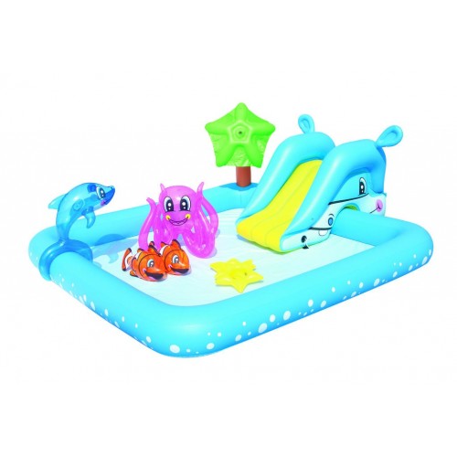 Parco Giochi Acquatico 239x206x86 Gioco Piscina Gonfiabile con Scivolo Bambini 
