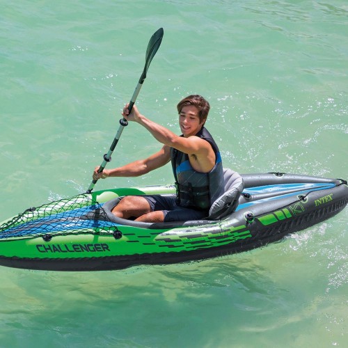 Intex Canoa Kayak 1 posto 100 kg Gonfiabile Pompa Gonfiaggio Remi da Pesca Mare