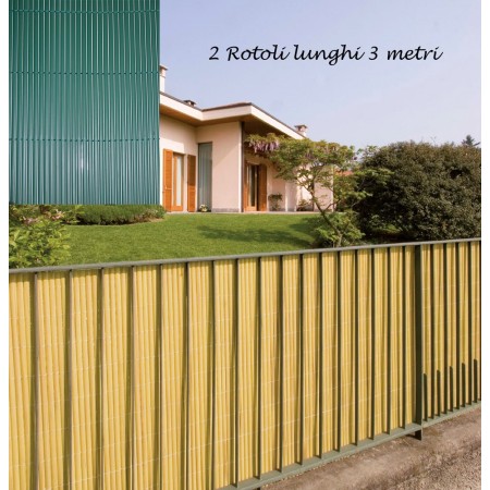 2 Arella Doppia in Bamboo PVC Recinzione 3x2 Ombreggiante Verde Plastica
