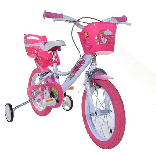 Bicicletta Bambina 16 Pollici 4 5 6 7 Anni Unicorno con Rotelle Freno Bici Bimba