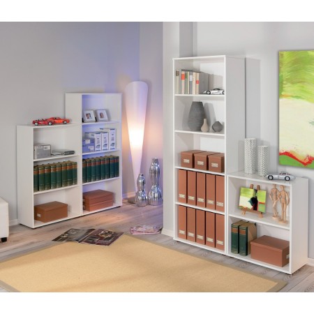 Libreria in Legno 60 Bianca Alta 180 Stretta Scaffali Ripiani Ufficio Moderna