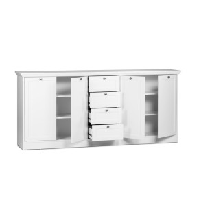 Mobile Contenitore 4 Ante con Cassetti Bianco Opaco Credenza Madia da Soggiorno 2
