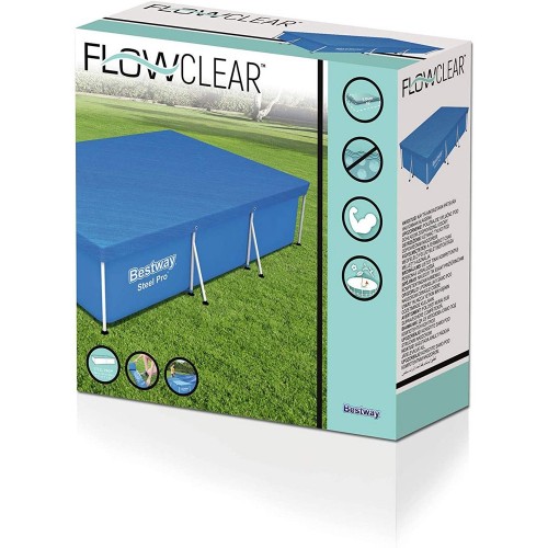 Telo Copertura per Piscina Rettangolare 4x2 Frame con Telaio Copripiscina