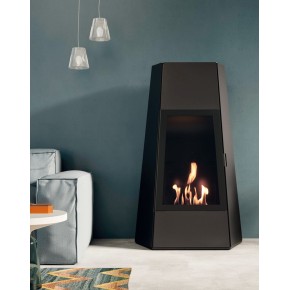 Stufa a Bioetanolo da Pavimento da 3 Kw Biocamino Nero con Vetro Bruciatore 2 Lt 2