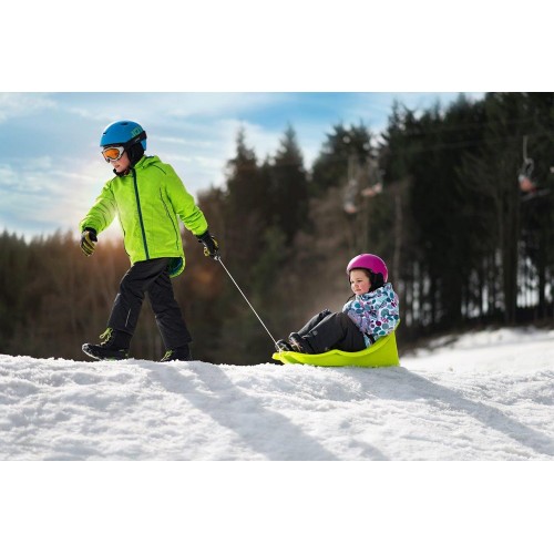 Slitta Bob per Bambini Slittino da Neve Max 50 kg Montagna Verde Rosa Bianco