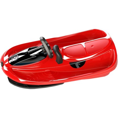 Slitta Bob Biposto Stratos Rosso con Volante Freno Slittino da Neve Max 120 kg