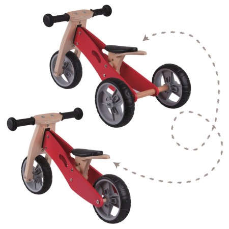Triciclo Bicicletta Bambini Legno Giallo Pedagogica Senza Pedali a Spinta Bici