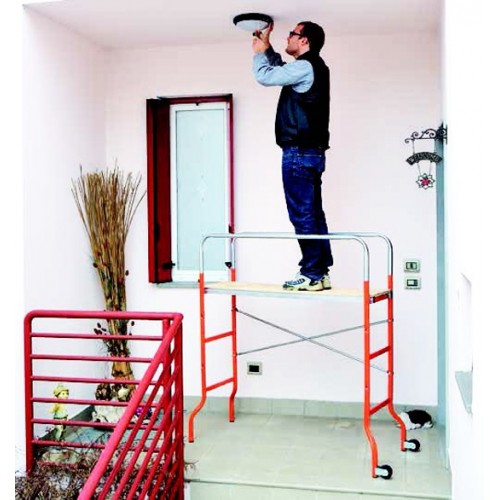 Mini Ponteggio Trabattello in Acciaio con Ruote 144x62 Altezza Lavoro 3 mt Casa