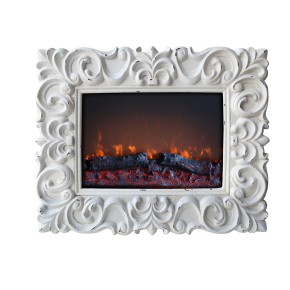 Caminetto Elettrico Parete con Cornice da Appendere Fuoco Finto Led 900 1800W