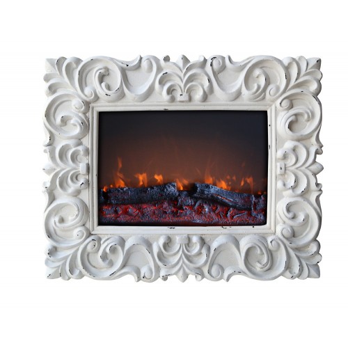 Caminetto Elettrico Parete con Cornice da Appendere Fuoco Finto Led 900 1800W