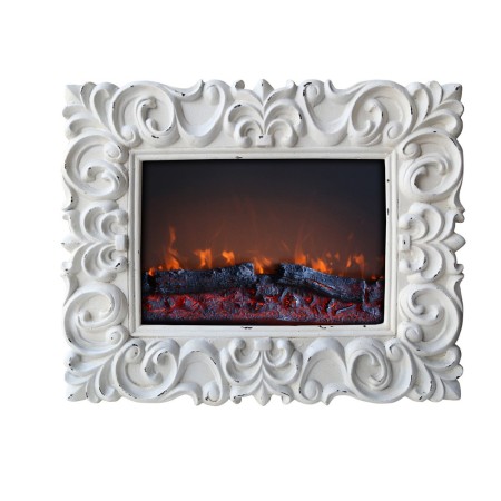 Caminetto Elettrico Parete con Cornice da Appendere Fuoco Finto Led 900 1800W