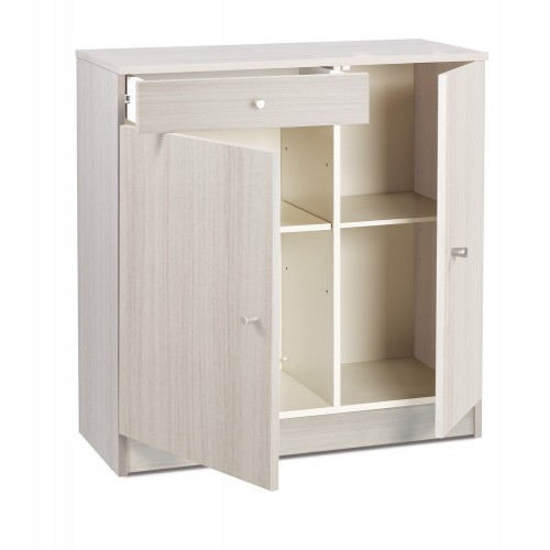 Armadio 2 Ante con Cassetto 80 Bianco Mobile Multiuso Ingresso Mobiletto Bagno