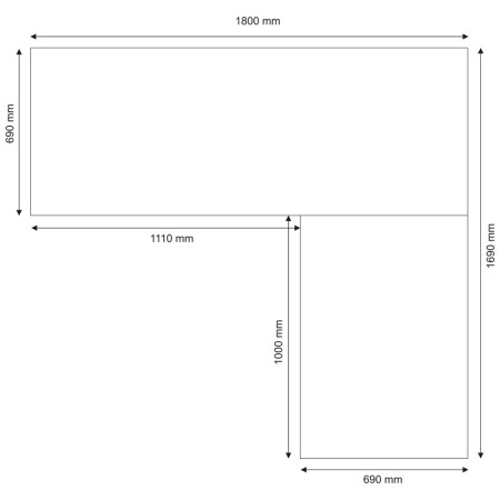 Tavolo Scrivania ad Angolo 180x170 Grigio Angolare Direzionale Ufficio Computer