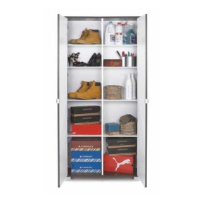 Armadio Slim 2 Ante 190 Bianco con Ripiani Mobile Ingresso per Ufficio Scarpiera 2