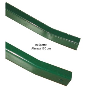 10 Saette 150 per Pali 175 cm Recinzione Paletti Rete Acciaio Plastificato Verde
