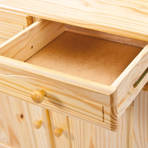 Mobile Alto Credenza Vetrina 3 Ante 3 Cassetti Legno da Soggiorno Cucina Rustico