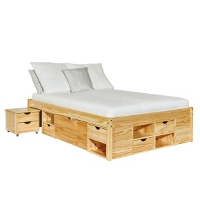Letto Matrimoniale 180x200 con Cassetti Comodini Rete a Doghe 2 Piazze Camera