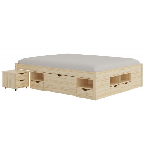 Letto alla Francese 140x200 Rete a Doghe con Cassetti 1 piazza e mezzo Camera