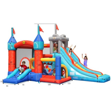 Gonfiabile per Bambini Castello Medioevo 13in1 Scivolo Salterello Palline Giochi