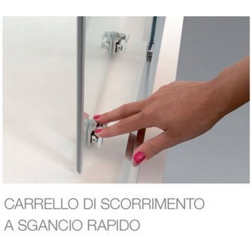 Box Doccia tre 3 Lati 6 mm 2 Ante fisse 1 Porta Scorrevole Cristallo Trasparente