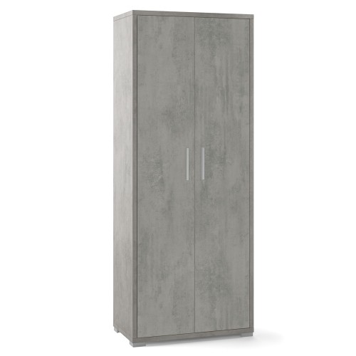 Armadio 2 Ante Alto 200 Grigio Multiuso Ufficio Mobile Moderno Camera Cameretta