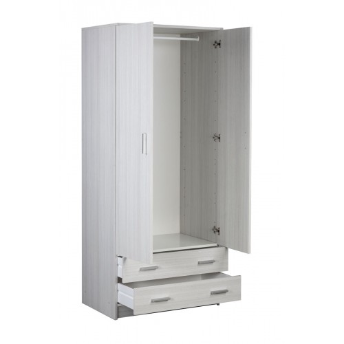 Armadio 180 h 2 Ante con 2 Cassetti Appendiabiti Mobile Cabina Camera da Letto