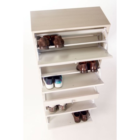 Scarpiera Bianco 4 Ante a Specchio Ribalta Doppia con Cassetto Porta Scarpe Slim