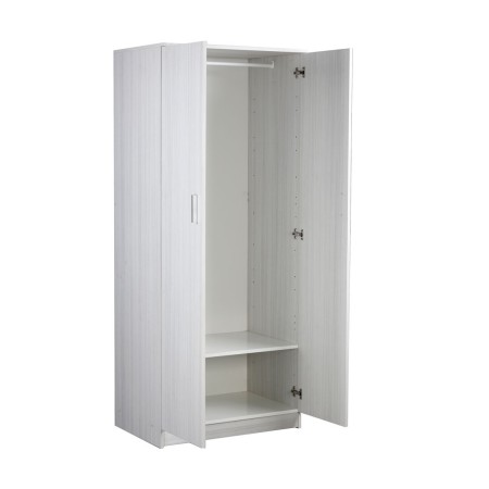 Armadio Bianco 180 2 Ante Appendiabiti Mobile con Ripiano Ufficio Camera Letto
