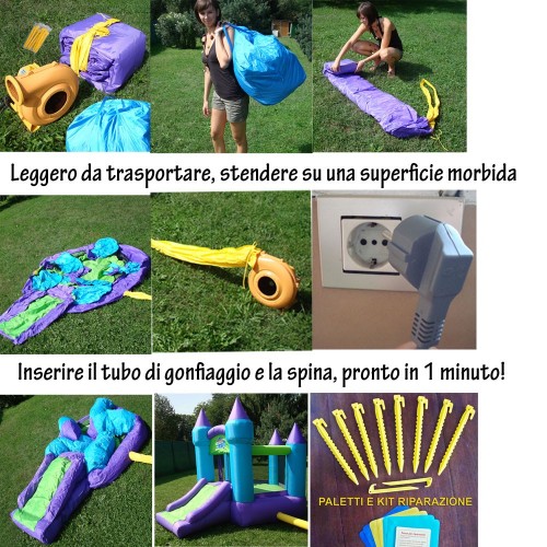 Castello Gonfiabile Scivolo Bambini Vasca Palline Saltarello Feste Compleanno