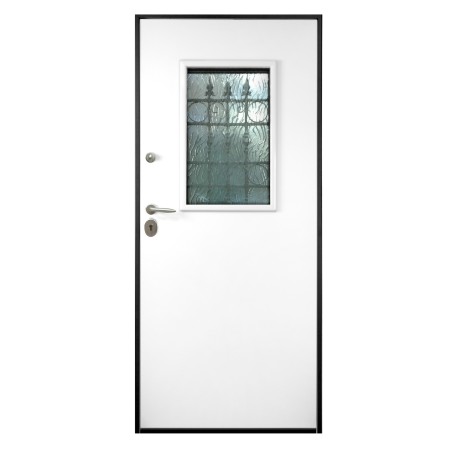 Porta Blindata Vetrata per Esterno con Pannello Bianco in Vetroresina Portone