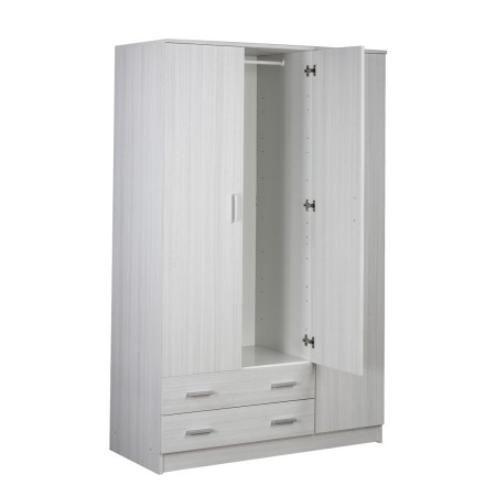Armadio Bianco 180 h 3 Ante con 2 Cassetti Appendiabiti Mobile Camera da Letto