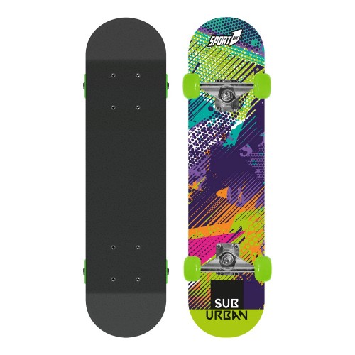 Tavola da Skateboard Nero 80 cm Max 100 kg Bambino in Legno Skate Completo Ruote
