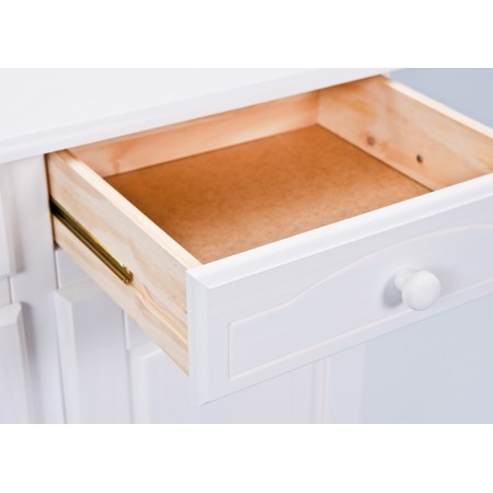 Mobile Bianco 2 Ante 2 Cassetti Credenza in Legno Pino Dispensa Soggiorno Cucina