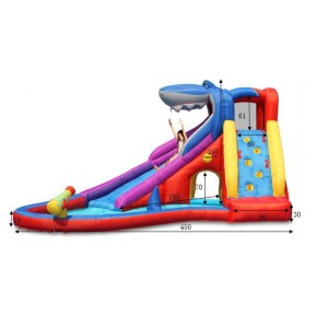 Scivolo Gonfiabile Castello Acquatico Gigante Squalo Vasca Palline Giochi Acqua 2