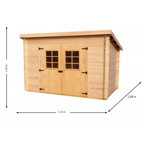 Casetta in Legno 3x1.85 Spessore 20 mm Block House da Giardino Attrezzi Rimessa