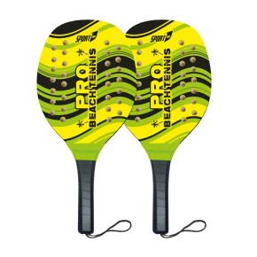 2 Racchette in legno Beach Tennis Spieggia con Pallina Professionali Racchettoni 2