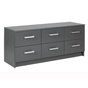 Mobile Basso Cassettiera 120 cm Grigio con 6 Cassetti Mobiletto Porta TV Moderno
