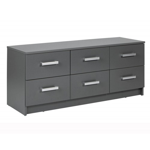 Mobile Basso Cassettiera 120 cm Grigio con 6 Cassetti Mobiletto Porta TV Moderno