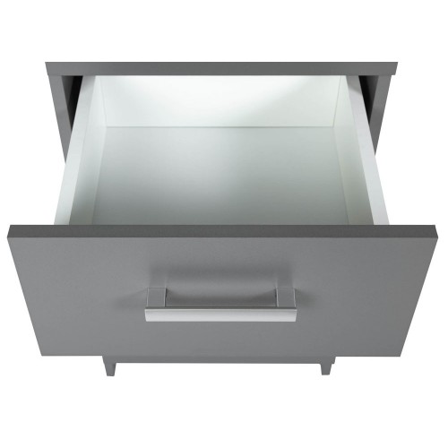 Comodino Grigio con Cassetti per Piccoli Spazi Cassettiera Moderni Camera Letto