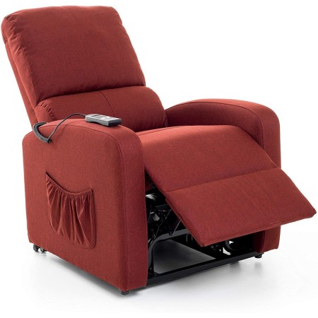 Poltrona per Anziani Alzapersona in Tessuto Rosso Elettrica Reclinabile Relax