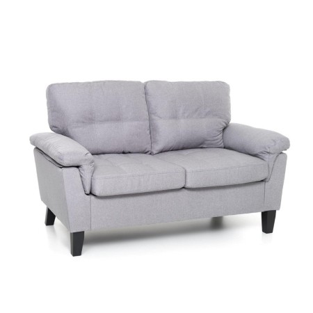 Divano 2 Posti in Legno e Tessuto Grigio Divanetto 145 cm Lunghezza da Salotto