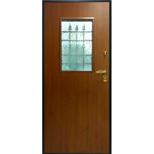 Porta Blindata con Vetro Antisfondamento e Grata per Esterno Portone Verde