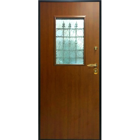 Porta Blindata con Vetro Antisfondamento e Grata per Esterno Portone Verde