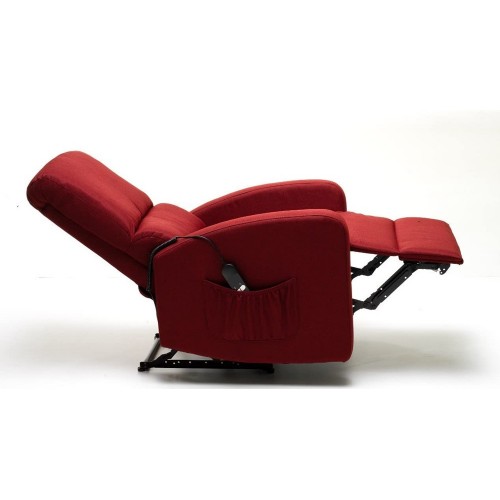 Poltrona Relax Reclinabile in Tessuto Rosso Elettrica Poggiapiedi Sofa Salotto