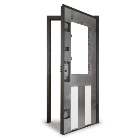 Porta Blindata Vano Vetro con Pannello per Esterno e Grata da Ingresso Portone