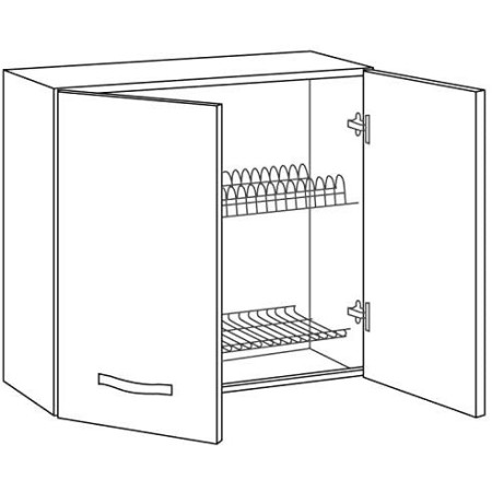 Pensile per Cucina Componibile Scolapiatti 80 cm Larghezza Legno Bianco Larice
