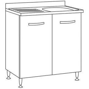 Sotto Lavello per Cucina Componibile in Legno Senza Lavello Larice Grigio 2 Ante 2
