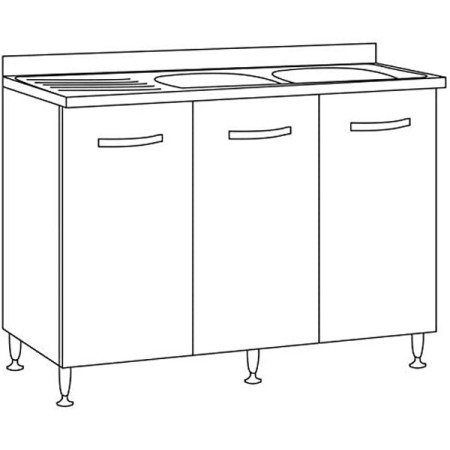Mobile Sotto Lavello Doppia Vasca 3 Ante 120 cm Senza Lavello Larice Grigio